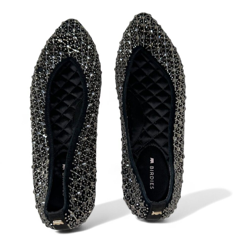 Birdies Women's Goldfinch Pointed Toe Suede Ballet Flat in Pewter Crystal 8.5 - Picture 5 of 16